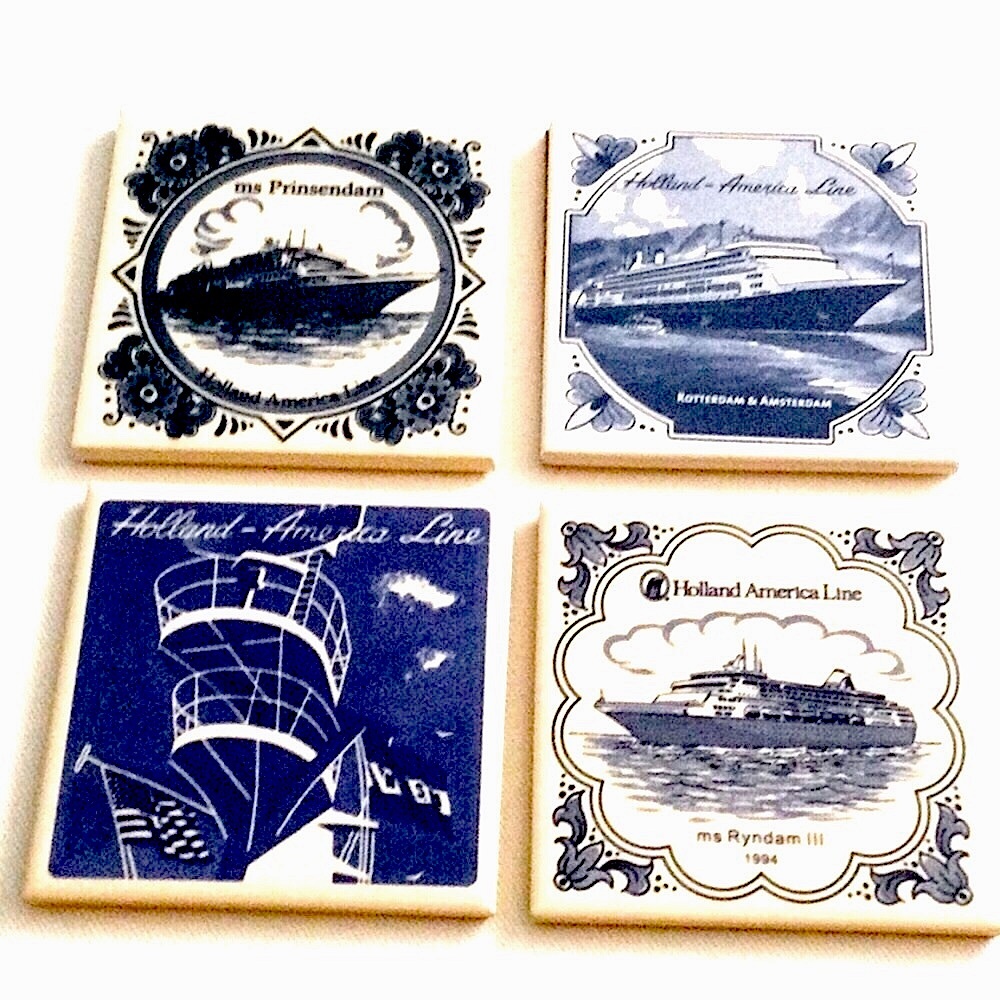 3/$10 | “Blue Delft” Holland America Line Ceramic Coasters Set (4)